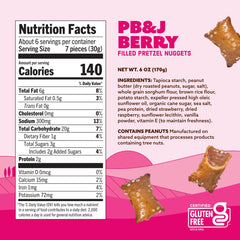 Quinn Gluten Free PB&J Berry Filled Pretzel Nuggets with whole grain sorghum.