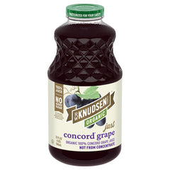 R.W. Knudsen Organic Just Concord Grape Juice bottle highlights pure 100% juice for everyday sipping.