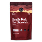 Raaka Double Dark Hot Chocolate Mix bag showing premium cacao for a gourmet cup