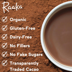 Raaka unroasted dark chocolate shavings for rich caramel notes