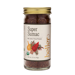 Rachel Beller's Power Pantry Super Sumac 2oz jar enhances meals with clean, organic flavor.
