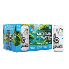 Rainforest Artesian Water 12-pack cans front view for office hydration