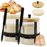 Rakovar 50oz sourdough starter jar two-pack with clear measurement scales for precise feeding.