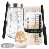 Rakovar premium sourdough starter jar 57oz two-pack in black showing the set design for bulk baking