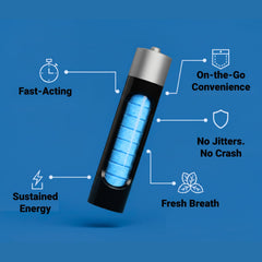 Foil-sealed Rally Energy Mints tin emphasizes freshness and zero calories.