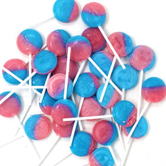 Rambue cotton candy lollipops in blue and pink pack, ideal for celebrations