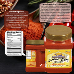 Seedless ground Kashmiri powder delivers smooth texture with milder heat.