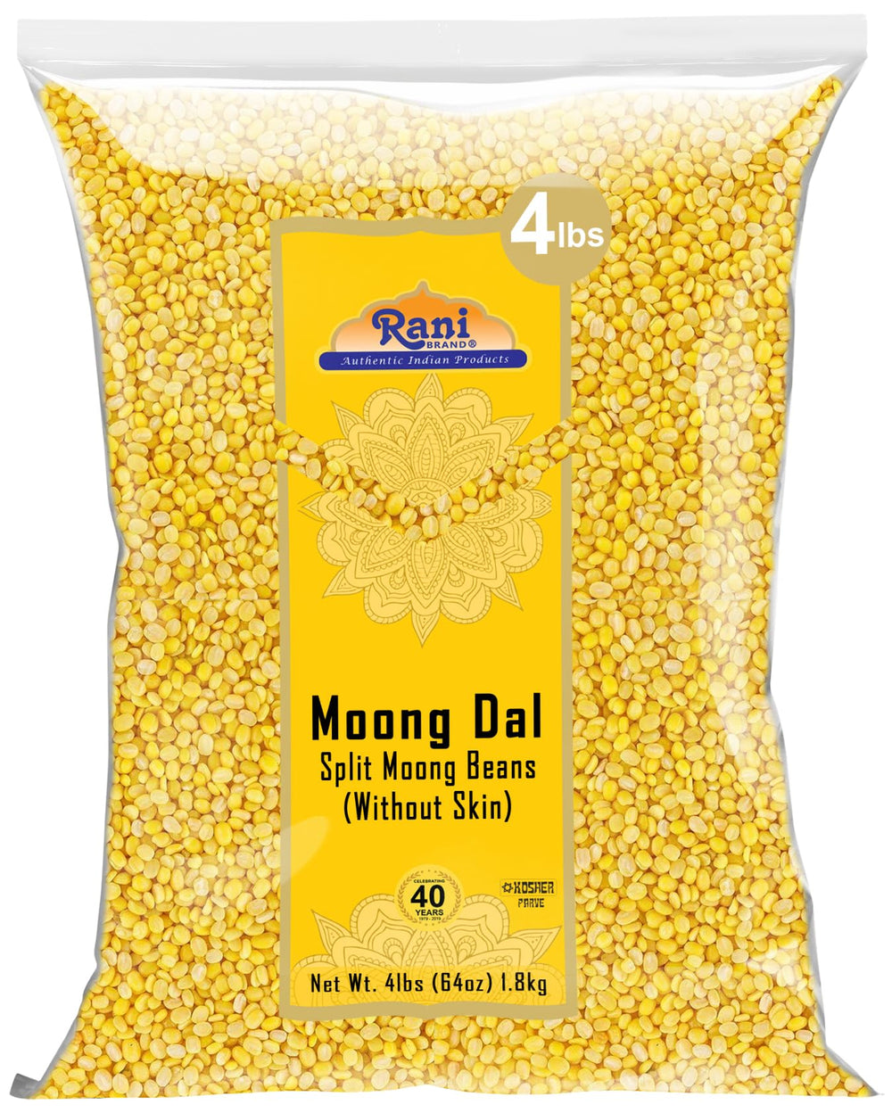 Rani Moong Dal bulk bag for easy bulk buying and pantry storage.