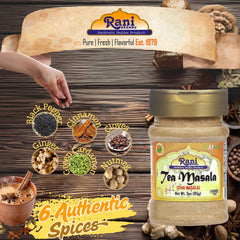 Rani Tea Masala chai-steaming cup suggests warm Indian chai