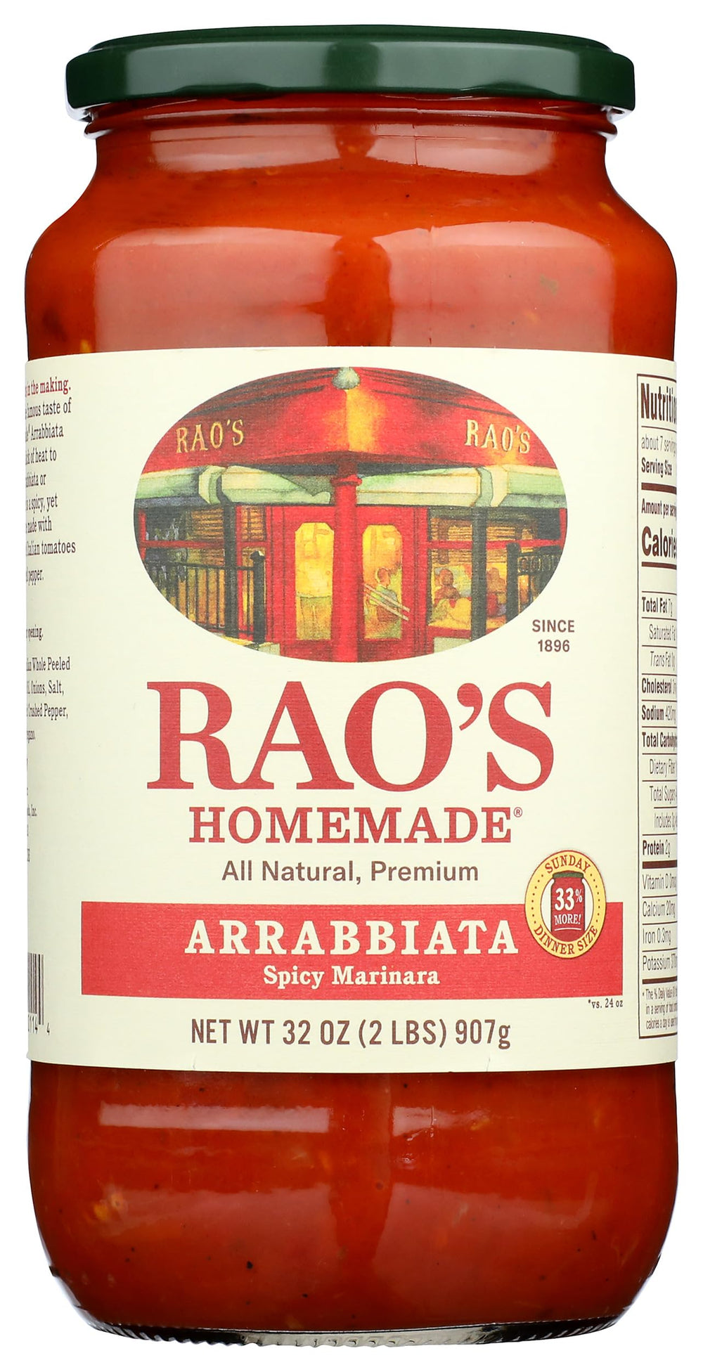 Rao's Arrabbiata 32oz bottle ready for quick weeknight pasta