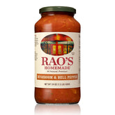 Raos Homemade mushroom pepper sauce jar ideal for quick, flavorful pasta