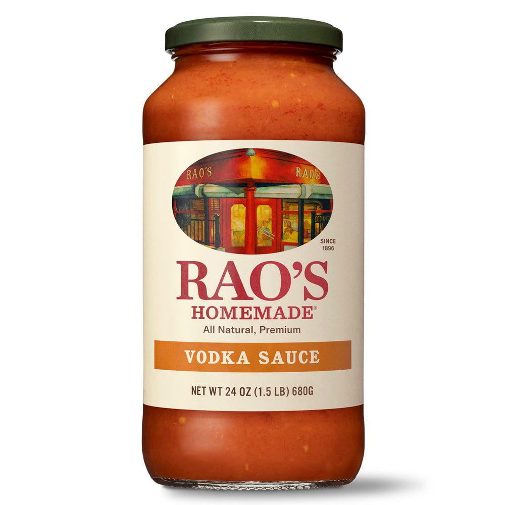 Rao's Vodka Sauce jar front ready for pasta
