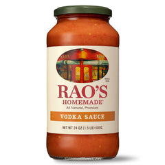Rao's Vodka Sauce jar front ready for pasta