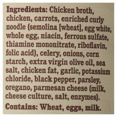 Real vegetables and fusilli pasta appear in Rao's chicken noodle soup.