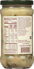 Rao's sausage and potato soup serving bowl with steam ready to share.
