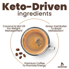 Rapid Fire Keto Coffee Pods mixed with hot water for instant creamy coffee