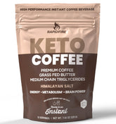 Rapidfire ketogenic coffee mix front packaging shows bold flavor for a morning boost
