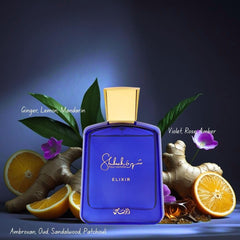 Top notes of Rasasi Shuhrah Elixir Pour Homme with mandarin, lemon, ginger for daytime wear