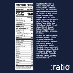 Ratio Trio Vanilla Almond Crunch cereal serving bowl highlights protein-rich start to the day.