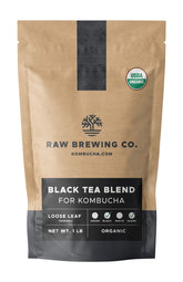 Raw Brewing Co kombucha black tea blend 8oz, ideal for consistent SCOBY nourishment and fermentation.