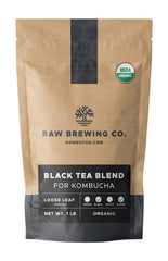 Raw Brewing Co kombucha black tea blend 8oz, ideal for consistent SCOBY nourishment and fermentation.