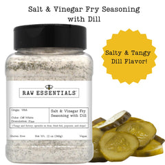 Raw Essentials dill-pickle seasoning on roasted vegetables for bright finish