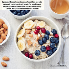 Raw Essentials Honey Granules used as a baking substitute for honey