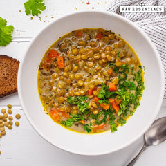 Raw Essentials roasted garlic in a soup bowl delivering deep, mellow flavor.