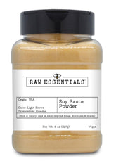 Raw Essentials Soy Sauce Powder bottle for convenient umami flavor in cooking
