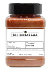 Raw Essentials Tomato Powder: bowl pour shows ready-to-use flavor for sauces.