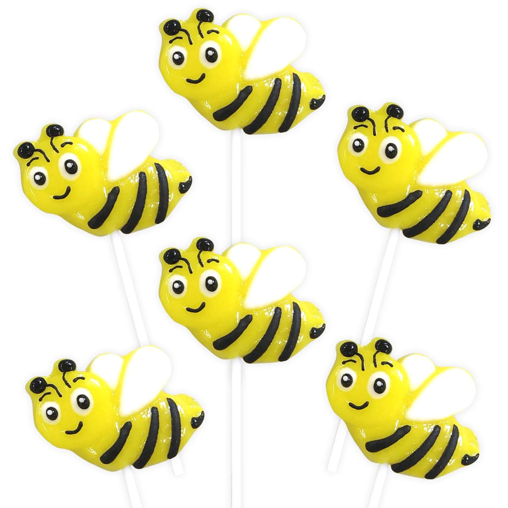 RBBZ Party Bee Candy lemon lollipop on a stick, perfect for party favors.