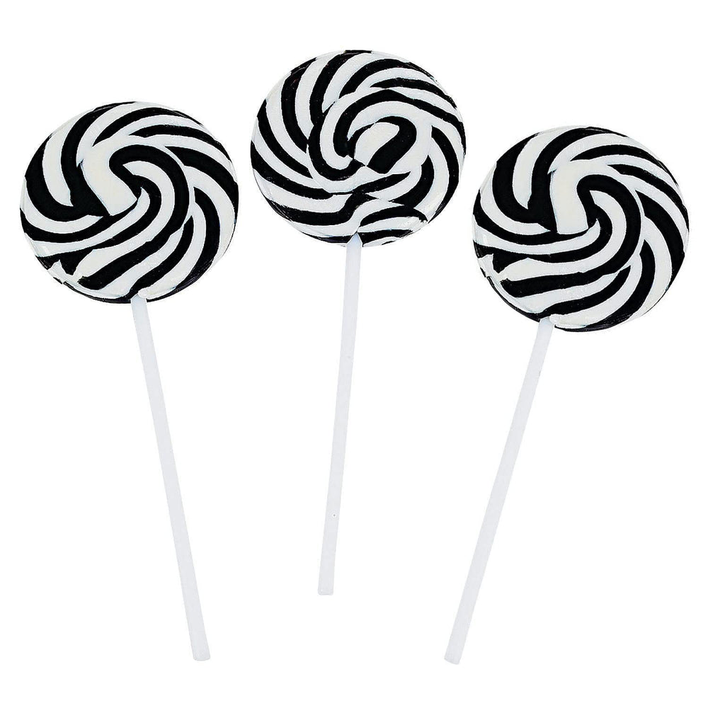 RBBZ Party Black Swirl Lollipop 2-Inch, ideal for party favors and dessert tables.