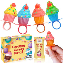 RBBZ Party cupcake ring pops on a finger, playful birthday party favor