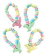 RBBZ Party Dinosaur Candy Bracelets packaging showing bulk 24 individually wrapped favors