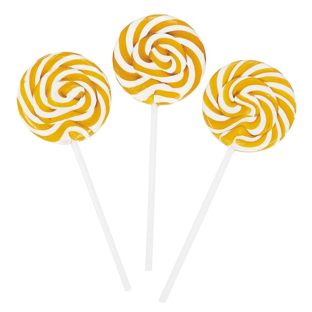RBBZ Party gold swirl lollipop, 2-inch candy, ideal for party favors and celebrations.