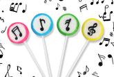 RBBZ Party Music Candy Lollipops close-up, ideal party favors with music-theme appeal.