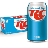 RC Cola classic can pouring over ice for a refreshing moment.