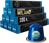 REAL COFFEE MILANO capsules pack showing bold flavor for quick, strong mornings.