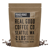 Real Good Coffee Company French Roast whole beans in bulk for a bold morning ritual
