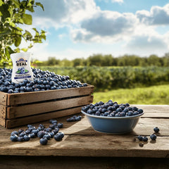 Reàl Infused Exotics blueberry squeeze bottle cap shows mess-free dispensing.