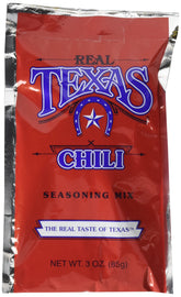 Real Texas Chili spice mix packaging, a versatile pantry staple for bold weeknight meals.