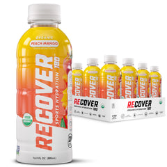 RECOVER 180 Peach Mango bottle shown for post-workout hydration with electrolytes