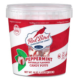 Red Bird soft peppermint candy tub close-up showing melt-in-your-mouth texture