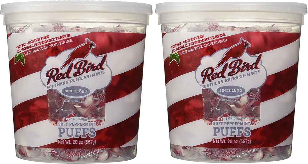 Red Bird Soft Puff Candy 18oz tub, ideal for sharing at gatherings