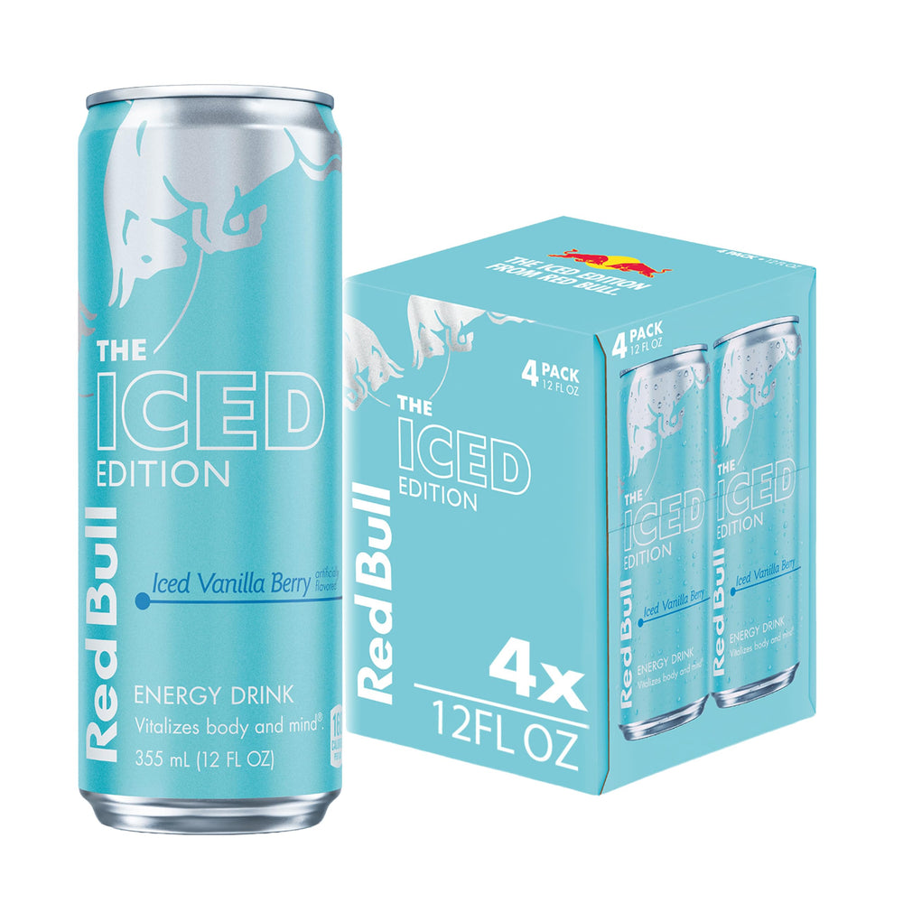 Red Bull Iced Vanilla Berry energy can front view for quick energy on the go