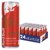Red Bull Red Edition Watermelon cans in a 24 pack display for on the go boosts.