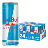 Red Bull Sugar Free can angled on desk for focused, sugar-free energy.