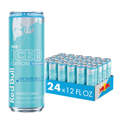 Red Bull Sugar-Free Iced Vanilla Berry can front view for an on-the-go energy boost