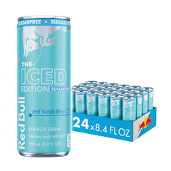 Red Bull Sugar-Free Iced Vanilla Berry can front view for a quick energy boost during workouts.