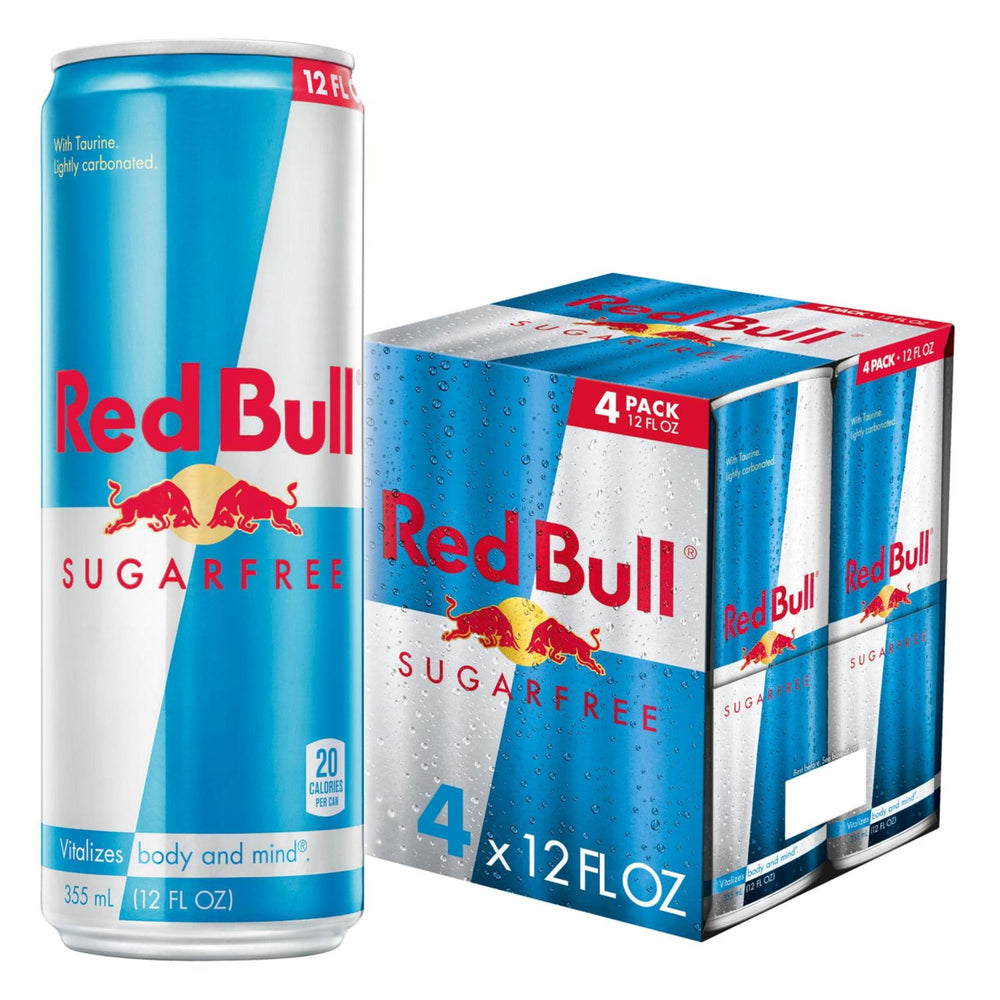 Red Bull Sugarfree four-pack cans ready for busy days